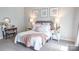 Bright bedroom showcasing a comfortable bed with white linens and neutral decor for a relaxing ambiance at 1424 South St, Cornelius, NC 28031