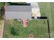 Aerial view showcasing the deck, backyard and privacy fence that encloses the property at 2263 Starbrooke Dr, Newton, NC 28658