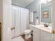 Bathroom featuring a shower with curtain, vanity, and standard toilet at 2416 Hart Rd, Charlotte, NC 28214