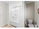 Clean bathroom featuring a shower, a bathtub, and a toilet at 2936 Shumard Dr, Gastonia, NC 28054