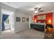 This bedroom has a ceiling fan, large bed and windows for lots of natural light at 4501 Montibello Dr, Charlotte, NC 28226