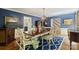 Elegant dining room features blue walls, decorative rug, and stylish chandelier at 4501 Montibello Dr, Charlotte, NC 28226