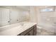 Modern bathroom featuring a spacious vanity, full mirror, and a convenient shower-tub combination at 515 Edmunds Ln # 38, Clover, SC 29710