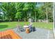Spacious backyard featuring a gravel patio with seating area, perfect for outdoor entertaining at 5227 Pinebrook Dr, Charlotte, NC 28208