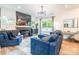 Cozy living room featuring a modern fireplace, stylish furniture, and ample natural light, perfect for relaxation and entertaining at 5227 Pinebrook Dr, Charlotte, NC 28208