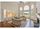 Spacious living room features large windows offering a serene view at 5335 Lower Shoal Creek Ct, Charlotte, NC 28277