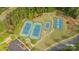 Aerial view of community tennis and basketball courts at 11304 Preservation Ln, Charlotte, NC 28278