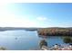 Breathtaking aerial view of the lake, showcasing the serene waters and colorful foliage at 120 N Cardinal N Dr, New London, NC 28127