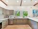 Modern kitchen with gray cabinets, quartz countertops, and stainless steel appliances at 1278 Island Creek Dr, Troy, NC 27371