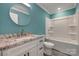Bright bathroom featuring a granite countertop vanity and a shower-tub combination at 1495 Memorial Park Rd # 10, Lancaster, SC 29720