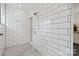 Bathroom features a glass shower with white subway tile and mosaic tile floor at 1688 Avalon Dr, Rock Hill, SC 29730