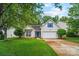 Charming single Gathering home with a well-manicured lawn and a welcoming blue front door at 1863 New Castle Dr, Fort Mill, SC 29707