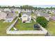 Aerial view of the back yard with a table, trampoline, and fenced-in yard at 1988 Clear Brooke Dr, Kannapolis, NC 28083