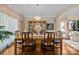 Dining room featuring hardwood floors, elegant chandelier, and decor at 204 Limerick Dr, Matthews, NC 28104