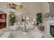 Spacious living room featuring neutral decor, a ceiling fan, and hardwood floors at 204 Limerick Dr, Matthews, NC 28104