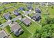 Aerial view of a neighborhood showcasing well-maintained homes and fenced yards at 2124 Katie Alice Cir, Waxhaw, NC 28173