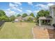 Spacious backyard with a well-maintained lawn, fenced perimeter, and an inviting covered patio at 3007 Sandbox Cir, Indian Trail, NC 28079