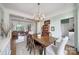 Traditional dining room with wood table, chandelier, hardwood floors and access to living spaces with light mint walls at 301 W 10Th St # 402, Charlotte, NC 28202