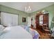 Inviting bedroom with a chandelier, hardwood floors, spacious closet, and an elegant wardrobe at 301 W 10Th St # 402, Charlotte, NC 28202