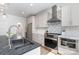 Modern kitchen with stainless steel appliances, sleek countertops, and a designer backsplash at 302 Wesley Heights Way, Charlotte, NC 28208