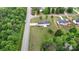 Expansive aerial view of a charming home and large lot surrounded by lush greenery and a neighboring house at 3124 Banks St, Lincolnton, NC 28092