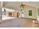 Spacious covered deck with ceiling fan at 4307 Edgeland Rd, Edgemoor, SC 29712