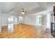 Open-concept living room with hardwood floors, trey ceiling, and natural light at 4307 Edgeland Rd, Edgemoor, SC 29712