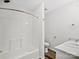 Bathroom with shower, toilet, and sink at 6647 Vlosi Dr, Charlotte, NC 28226