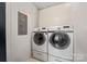Laundry area features a front load washer and dryer plus an electrical panel at 1106 3Rd Sw Ave, Hickory, NC 28602