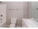 Bright bathroom features a shower, toilet, and a vanity with a modern sink at 1204 Glenarden Dr, Rock Hill, SC 29730