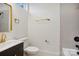 Elegant bathroom with a stylish vanity, modern fixtures, and a glass-enclosed shower at 122 Laura Rd # A, Mooresville, NC 28117