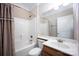Well-lit bathroom with a shower-tub combo, neutral colors, and a modern vanity at 142 Aztec Cir, Mooresville, NC 28117
