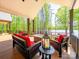 Comfortable outdoor seating and lake view on covered porch at 1579 Sunset Pointe Dr, Salisbury, NC 28146