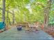 Backyard deck with dining table, bench, fire pit and hammock for relaxing, outdoor entertaining at 1715 Colin Creek Ln, Charlotte, NC 28214