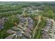 Aerial view of the property showcasing its location within a residential community near green spaces at 286 Hemlock Bluff Ct, Denver, NC 28037