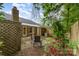 Backyard with stone patio, lush landscaping, and a cozy seating area surrounded by foliage at 652 Camrose Ne Cir, Concord, NC 28025