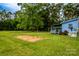 Backyard featuring a blue home with green grass and trees at 7041 Kays Dr, York, SC 29745