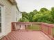 Outdoor deck overlooking a landscaped backyard and mature trees at 7642 Horseshoe Creek Dr, Huntersville, NC 28078