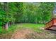 Backyard featuring a lush green lawn and mature trees at 8120 Calistoga Ln, Waxhaw, NC 28173