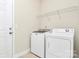 Convenient laundry room with washer, dryer, and shelving for organized storage at 8200 Park Vista Cir, Charlotte, NC 28226