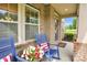 Close-up of a cozy front porch featuring rocking chairs, flowers, and a welcoming atmosphere at 2655 Stonewood Vw, Kannapolis, NC 28081