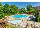 Community pool with kiddie pool surrounded by lush greenery at 3029 Trace Meadow Ct, York, SC 29745