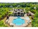 Aerial view of the community pool and clubhouse at 3029 Trace Meadow Ct, York, SC 29745