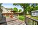Large backyard with a wooden deck at 6915 Norchester Ct, Charlotte, NC 28227