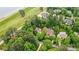 Aerial shot of homes surrounded by lush trees with views of the lake at 8032 Turnberry Ln, Stanley, NC 28164