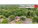 Aerial view of a residential area near Mason Wallace Park featuring tree-covered landscape and manicured lawns at 8326 Ramath Dr, Charlotte, NC 28211