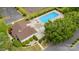 An aerial view showcases the community pool and tennis courts of this lovely neighborhood at 8326 Ramath Dr, Charlotte, NC 28211