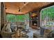 Inviting covered patio with fireplace, comfortable seating, and outdoor kitchen area for year-round enjoyment at 1102 Anniston Pl, Wesley Chapel, NC 28079
