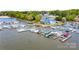 Aerial view of the marina showing ample boat parking and easy access to the lake at 127 Hummingbird Cir, New London, NC 28127