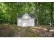 Charming white outbuilding in a wooded setting accessed by a brick path at 15546 Thompson Rd, Mint Hill, NC 28227